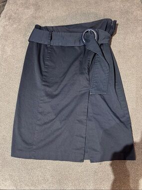 Vintage Forever 21 Navy Wrap Pencil Skirt with Ring Belt- medium